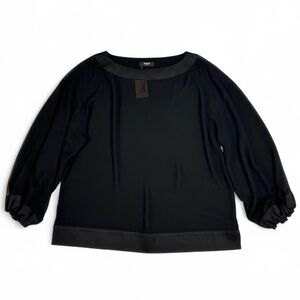 Vintage black sheer balloon sleeve blouse